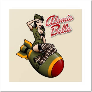 American Traditional Patriotic Atomic Bomb Belle Pin-up Girl Posters and Art